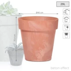 Prosperplast Maceta CUBE BETON EFFECT 29L 400x400x354 Terracota -Jardín Series Tienda 0e83a10176c005b9