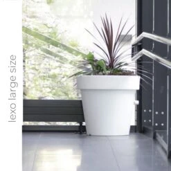 Prosperplast Maceta LEXO ROUND 212L 800x800x740 Blanco -Jardín Series Tienda 130d3ad34ff547d9