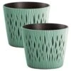 WellHome Set 2 Macetas Plástico Sandy Round Menta - 26,2x26,2x22,2cm