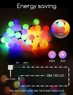 Aigostar Guirnaldas Luces Exterior Solar, 12m De RGB, 8 Modos, IP65 -Jardín Series Tienda 3105f7894fb91df4