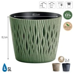 Prosperplast Macetero Verde,con Depósito SANDY ROUND 22,5x22,5x19,2cm5 L -Jardín Series Tienda 41ad1794dbce0cdc