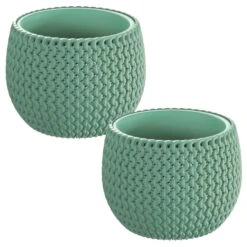 WellHome Pack 2 Macetas Redondas Splofy Bowl 14,4x14,4x11 Cm Menta