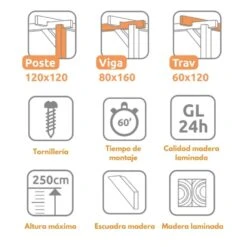 Pérgola Laminada - VALENCIA 700x300cm -Jardín Series Tienda 636bb2f5c0f8f5.30179402