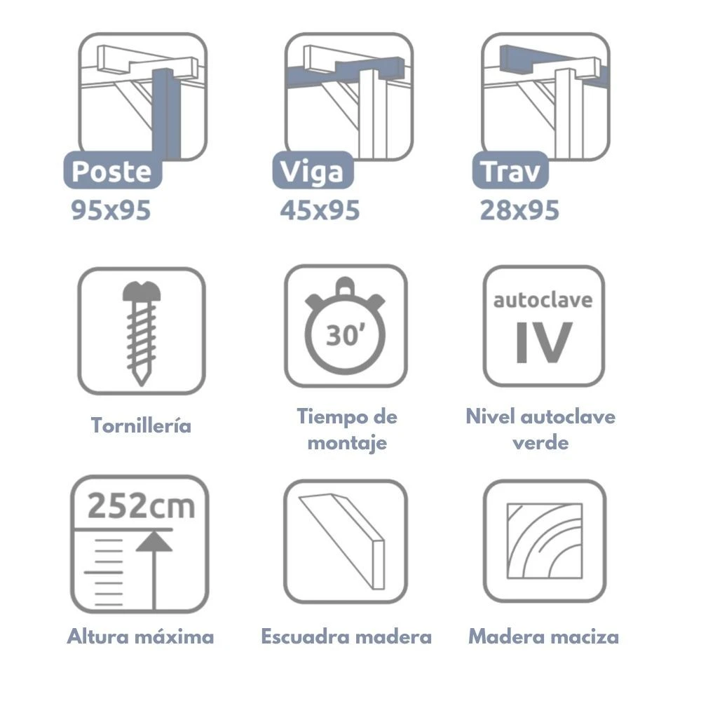 Pérgola Maciza Adosada - HUESCA AD. 600x300cm 4 Pérgola Maciza Adosada - HUESCA AD. 600x300cm - Imagen 2