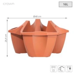 Prosperplast Maceta CROWN 16L., 480x480x264, Color Terracota -Jardín Series Tienda 63852d024a9d97.98059618