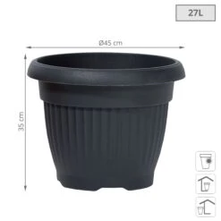 Prosperplast Maceta TERRA 27L., 450x450x350, Color Antracita -Jardín Series Tienda 638531645f9f72.24052828