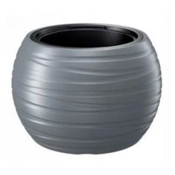 Prosperplast Maceta Redonda Con Deposito 36L Maze De Plastico Color Gris Piedra 43,6x43,6x29,9 Cm