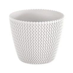 Prosperplast Maceta Redonda 18,6L Maceta Splofy De Plastico Color Blanco, Ø34,1 X28,9 Cm