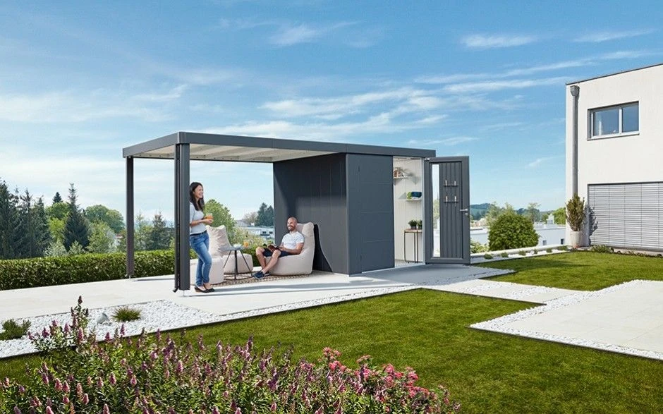 CASETA METALICA BIOHORT JARDIN NEO 3D DOBLE PUERTA COLOR GRIS OSCURO 3 CASETA METALICA BIOHORT JARDIN NEO 3D DOBLE PUERTA COLOR GRIS OSCURO