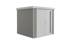 CASETA METALICA BIOHORT JARDIN NEO 2D DOBLE PUERTA COLOR GRIS CUARZO