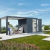CASETA METALICA BIOHORT JARDIN NEO 4D DOBLE PUERTA COLOR GRIS OSCURO