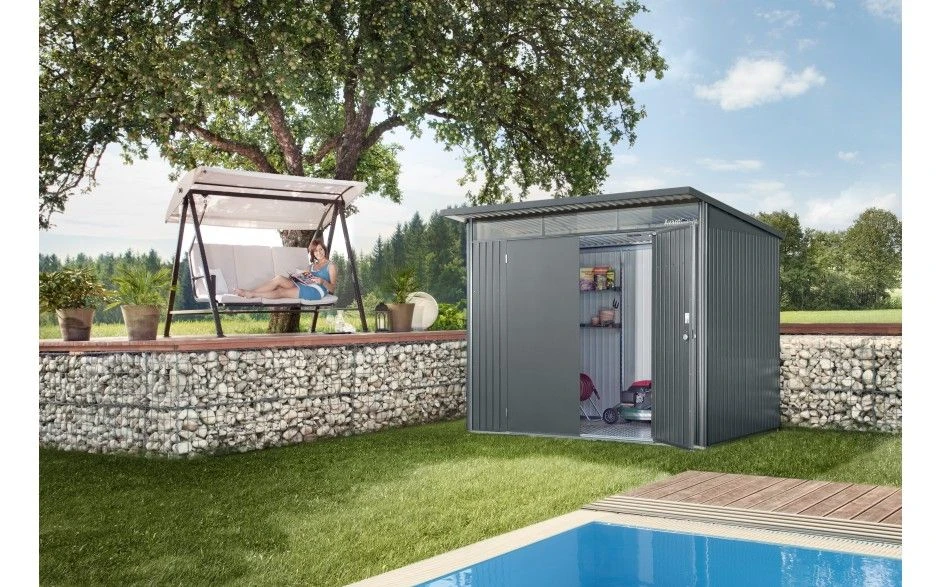 CASETA METALICA BIOHORT JARDIN AVANTGARDE A2 DOBLE PUERTA COLOR PLATA 5 CASETA METALICA BIOHORT JARDIN AVANTGARDE A2 DOBLE PUERTA COLOR PLATA - Imagen 3