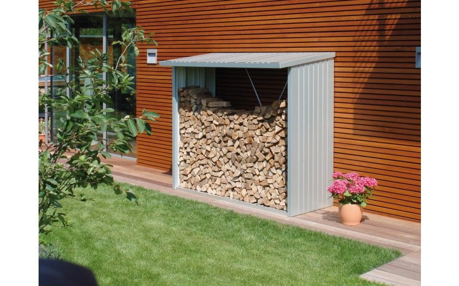 CASETA LEÑERO METALICA BIOHORT JARDIN WOODSTOCK 150 COLOR PLATA 6 CASETA LEÑERO METALICA BIOHORT JARDIN WOODSTOCK 150 COLOR PLATA - Imagen 4