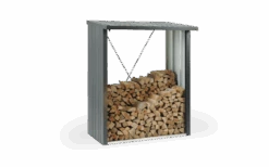 CASETA LEÑERO METALICA BIOHORT JARDIN WOODSTOCK 150 COLOR PLATA