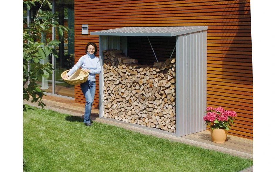 CASETA LEÑERO METALICA BIOHORT JARDIN WOODSTOCK 150 COLOR PLATA 4 CASETA LEÑERO METALICA BIOHORT JARDIN WOODSTOCK 150 COLOR PLATA - Imagen 2