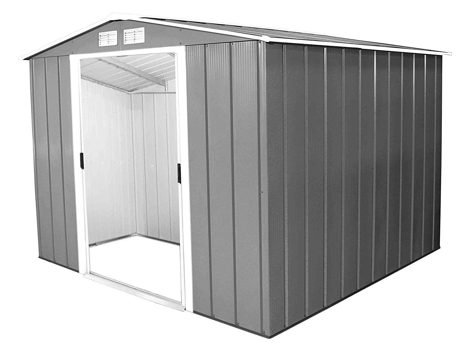 CASETA COBERTIZO METAL JARDIN ECO 8X8 GRIS DURAMAX 3 CASETA COBERTIZO METAL JARDIN ECO 8X8 GRIS DURAMAX