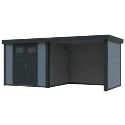 CASETA METALICA JARDIN NOVO HABITAT NH4 CON TERRAZA GRIS CLARO