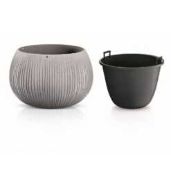 WellHome Pack 3 Macetas Con Deposito Beton Bowl Cemento -Jardín Series Tienda 72a7d647e95fd466