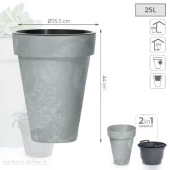 Prosperplast Maceta CUBE SLIM BETON EFFECT 25LCon Depósito 355x355x440 Hormigón -Jardín Series Tienda 7580547b5ad60c4f