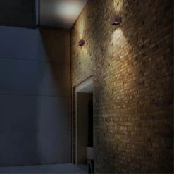 Aplique LED De Exterior Leva 2 Luces Neutra Cuadrado Marrón IP54 Wonderlamp -Jardín Series Tienda 75f97fb94a4ffb52