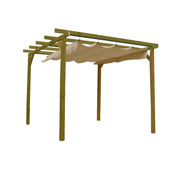 Pérgola De Madera Con Toldo 2,4 X 3 X 3 M 3 Pérgola De Madera Con Toldo 2,4 X 3 X 3 M