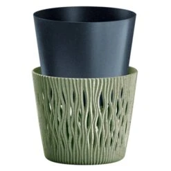 Prosperplast Macetero Verde,con Depósito SANDY ROUND 22,5x22,5x19,2cm5 L -Jardín Series Tienda 8528c75bec853a1f