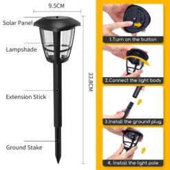 Aigostar Luces Solares Jardín 12 Pack, IP44, 6500K, L95*W95*H338mm -Jardín Series Tienda c410f1b5ee2558c3