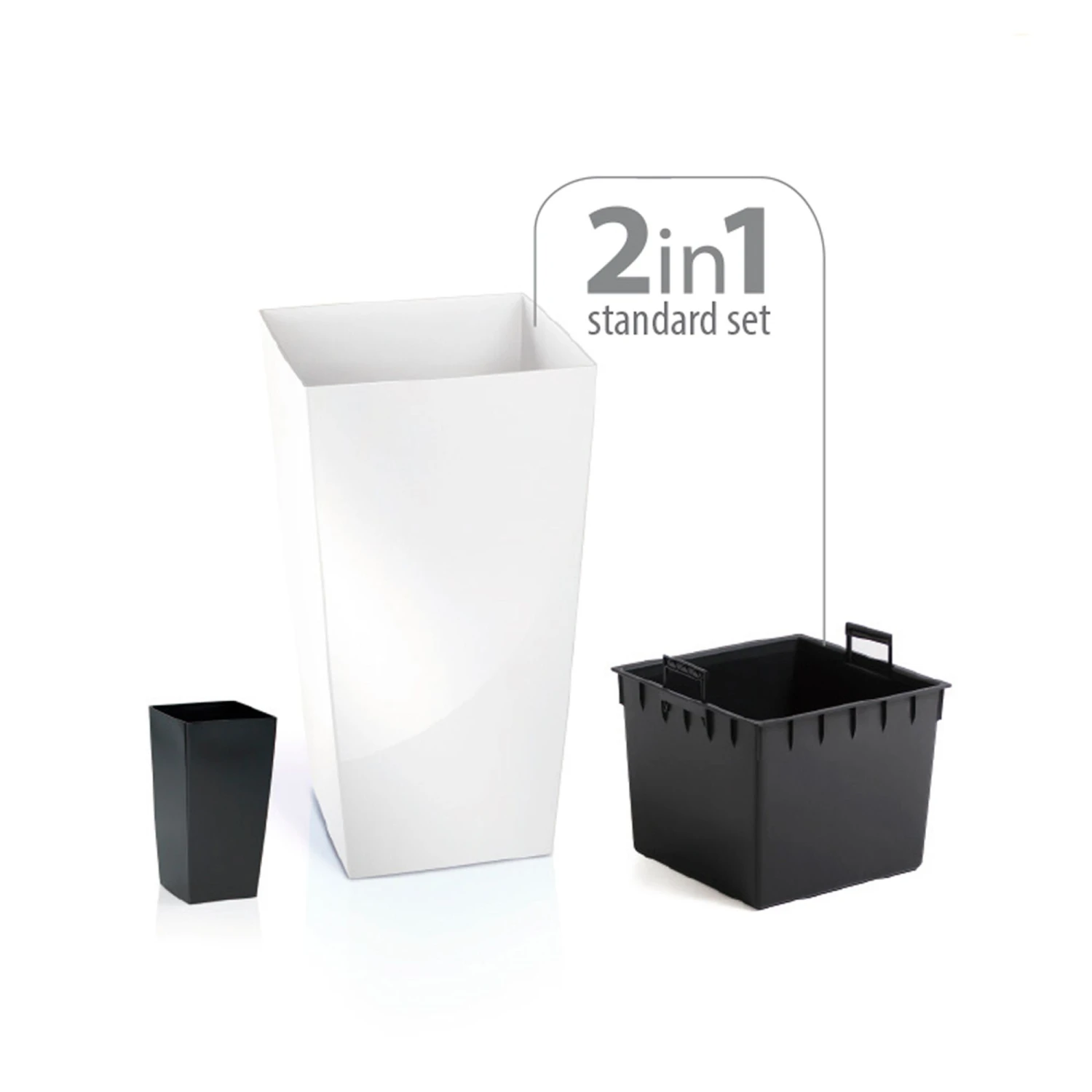 WellHome Pack 3 Macetas Altas Urbi Square Blanco 11,4/16,3/19 L 5 WellHome Pack 3 Macetas Altas Urbi Square Blanco 11,4/16,3/19 L - Imagen 3